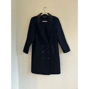 Vintage David Benjamin Collection 100% Wool Peacoat Trench Mob Wife Black 10